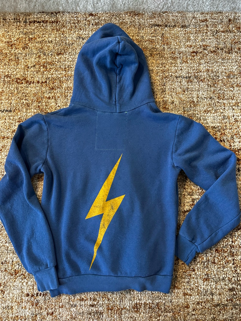 Aviator Nation Blue Hoodie with Yellow Lightning Graphic